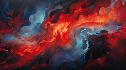 Crimson flames dancing on a canvas of black opal.  AI generative