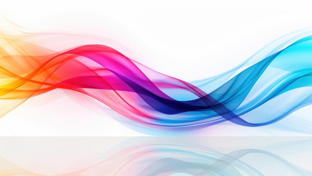 Flowing ribbons in transparent rainbow colors background © nebari