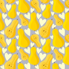 Cartoon fruit seamless pears pattern for wrapping paper and fabrics and linens and kids accessories