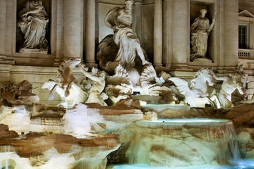 The Trevi Fountain details (Italian: Fontana di Trevi) in Rome, 
