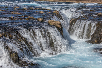 Mesmerizing scenery of the Bruarfoss Waterfall in Iceland
