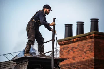 Foto op Aluminium A chimney sweep at work. © Michael