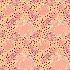 Autumn harvest vegetable seamless pumpkins pattern for wrapping paper and fabrics and linens and kids clothes