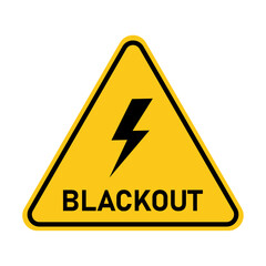 Blackout sign. Power outage. Yellow sign warning of a power outage or blackout. Power system failure. Emergency in the power system. Vector illustration.