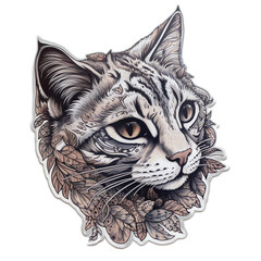 Cats head digital sticker isolated on transparent background
