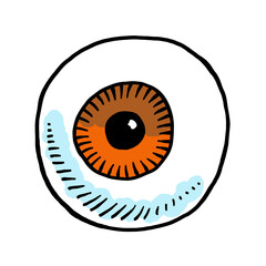 Eyeball Cartoon Doodle Art Isolated On White Background - PNG Transparent Image