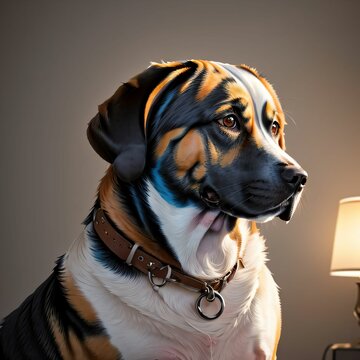brown and black dog with white underfur