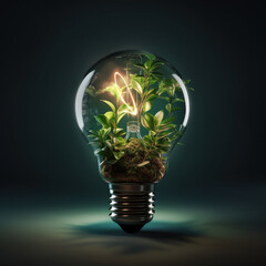 ecological light bulb with earth and plants inside in high resolution