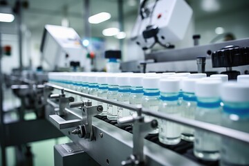 Fototapeta premium A production line for medications in a large factory.