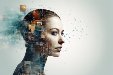A modern art portrait of an AI woman . - obrazy, fototapety, plakaty