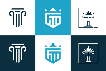 Set of lawyer logo design element vector icon with creative idea