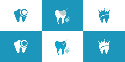 Vector dental icon vector logo design with creative unique set concept premium vector