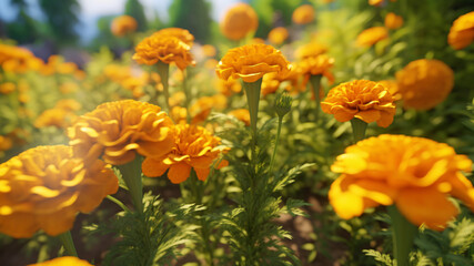 Obraz na płótnie Canvas Marigold Flowers In A Field
