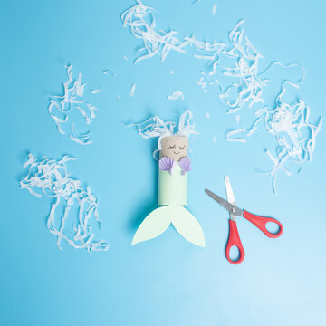 craft toy from a toilet roll, the little mermaid