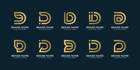 Set of monogram letter D logo template