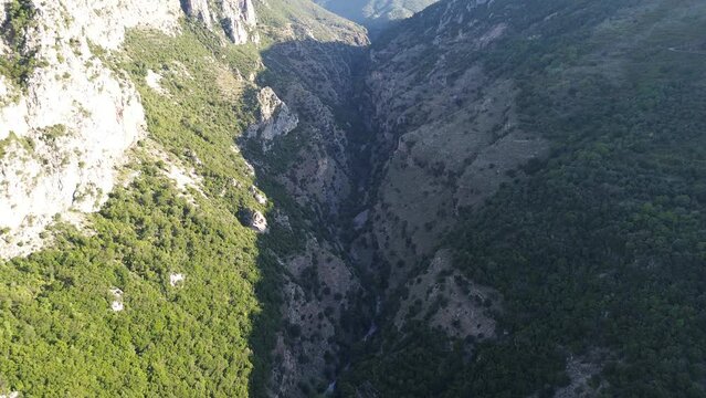 Amazing view over the famous ridomo gorge in mountainous Mani area in Messenia, Peloponnese, Greece