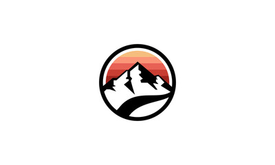 mountain river logo sun