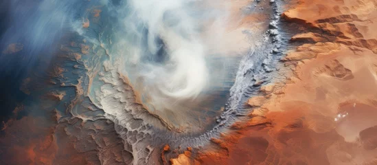 Foto op Canvas Enhanced aerial view of Richat Structure in Mauritania also known as Guelb er Rich t in Arabic NASA provided elements for this image © AkuAku