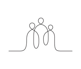 Continuous line drawing group of  3 people