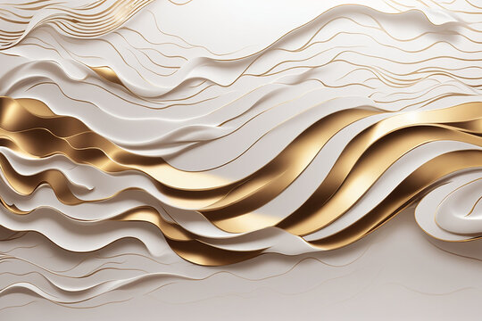 Fototapeta 3d white gold waves wallpaper