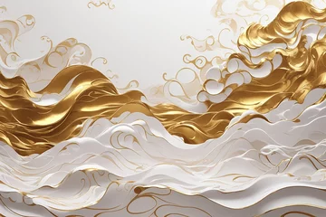 Zelfklevend Fotobehang 3d white gold waves wallpaper © Rizki Ahmad Fauzi