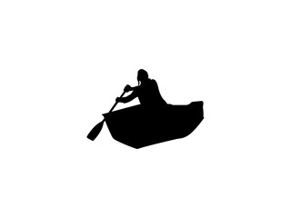 Woman Rowing Boat Silhouette