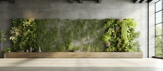 visualization of green plant wall in loft apartment