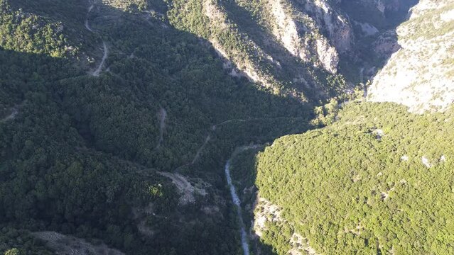 Amazing view over the famous ridomo gorge in mountainous Mani area in Messenia, Peloponnese, Greece