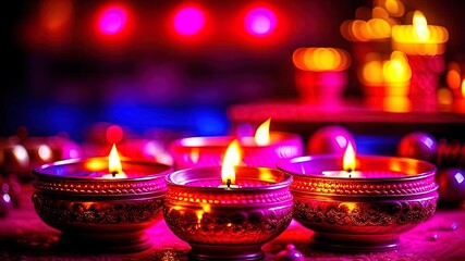 Diwali oil lamps on table