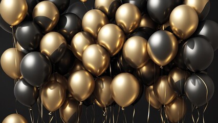 Elegant black balloons on white background, Black Friday concept, shiny balloons, Generative AI