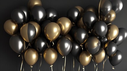 Elegant black balloons on white background, Black Friday concept, shiny balloons, Generative AI