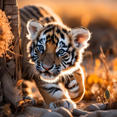 tiger cub in the jungle regenerative AI by Aquiles Orfei