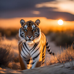 tiger in the sunset regenerative AI by Aquiles Orfei