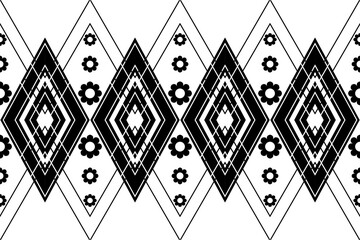 Geometric ethnic black and white colors oriental pattern traditional Design for background,carpet,wallpaper,clothing,wrapping,fabric,Vector illustration.embroidery style.