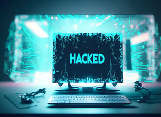 Cyber Crime, a hacked Computer.