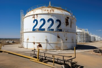 Closeup on a massive carbon dioxide storage tank reveals advanced insulation techniques, ensuring that the captured CO2 remains securely stored until it can be utilized for fuel production