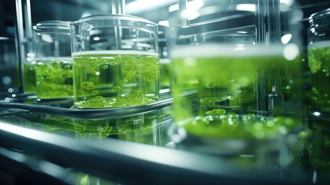 Closeup of an algae biomass preprocessing unit. Fibrous materials are being mechanically separated from the algal biomass to enhance the efficiency of subsequent extraction processes.