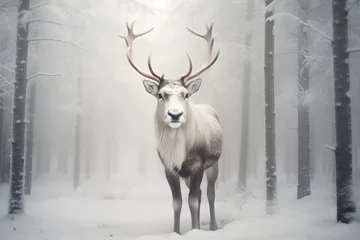 Crédence de cuisine en verre imprimé Cerf deer in the snow