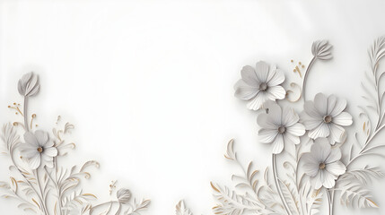 White flowers, white abstract background