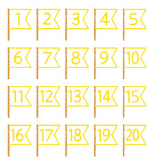 手描きのクレヨン素材　20までの数字アイコンセット