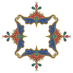 Fototapeta premium Geometrical square shape ornament or frame. Medieval folk style. 