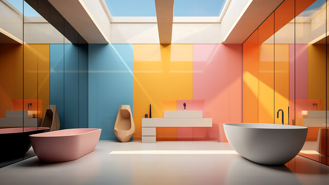 Modern multicolored bathroom
