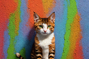cat and rainbow background