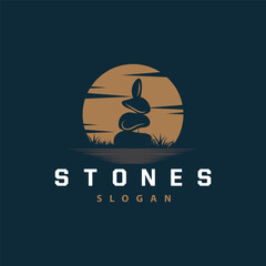 Stone Logo, Premium Elegant Design, Stone Balance Vector, Stepping Rock Walking Icon Illustration Design