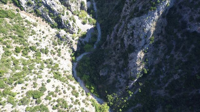 Amazing view over the famous ridomo gorge in mountainous Mani area in Messenia, Peloponnese, Greece