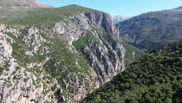 Amazing view over the famous ridomo gorge in mountainous Mani area in Messenia, Peloponnese, Greece