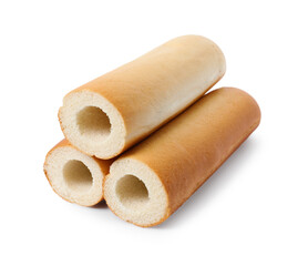 Fresh hot dog buns isolated on white