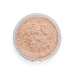 Loose face powder isolated on white. Makeup product