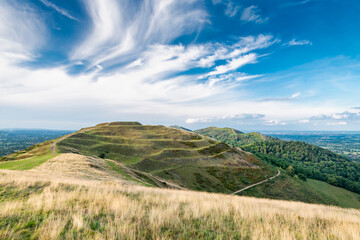 British Camp hill fort,view north of Malvern Hills,Herefordshire,England,United Kingdom.