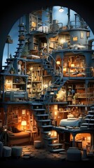 Enigmatic Studio: Surreal Architectural Illustration. Generative AI 2